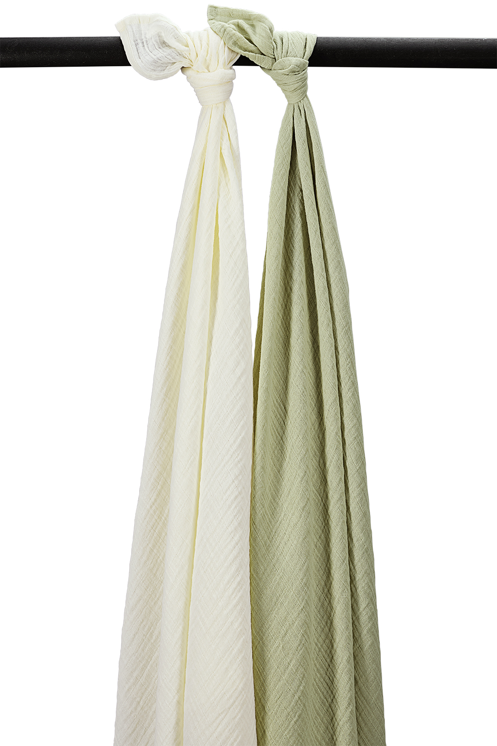 Swaddle  2er pack pre-washed musselin Uni - natural/soft olive - 120x120cm