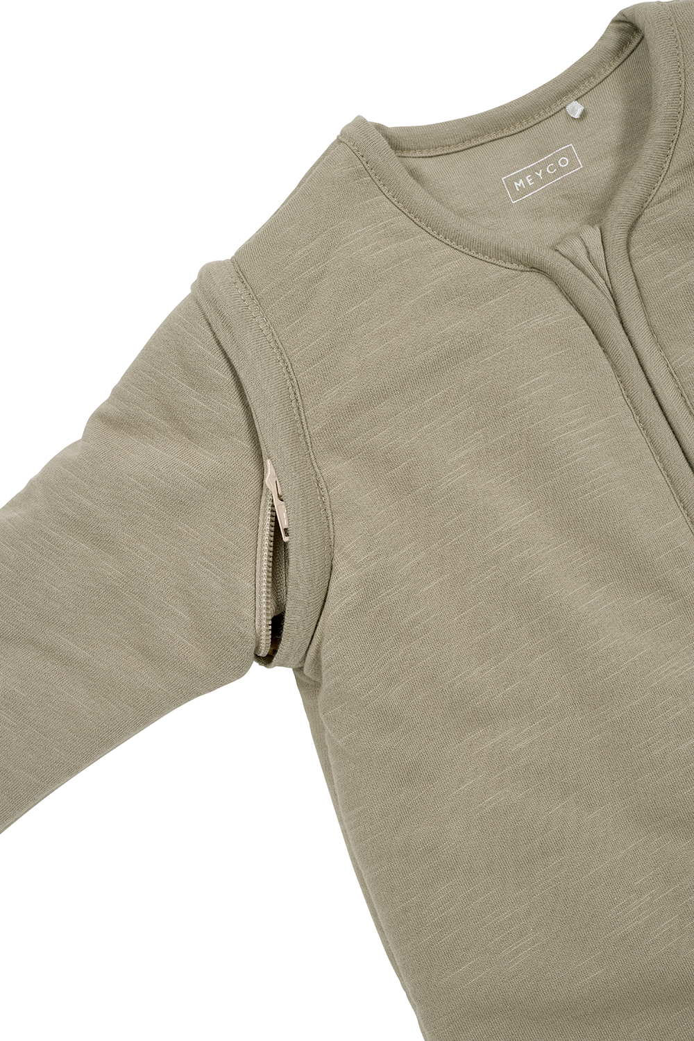 Baby slaapzak met afritsbare mouwen Slub met Smile applicatie - taupe/offwhite - 70cm - 2.5 TOG
