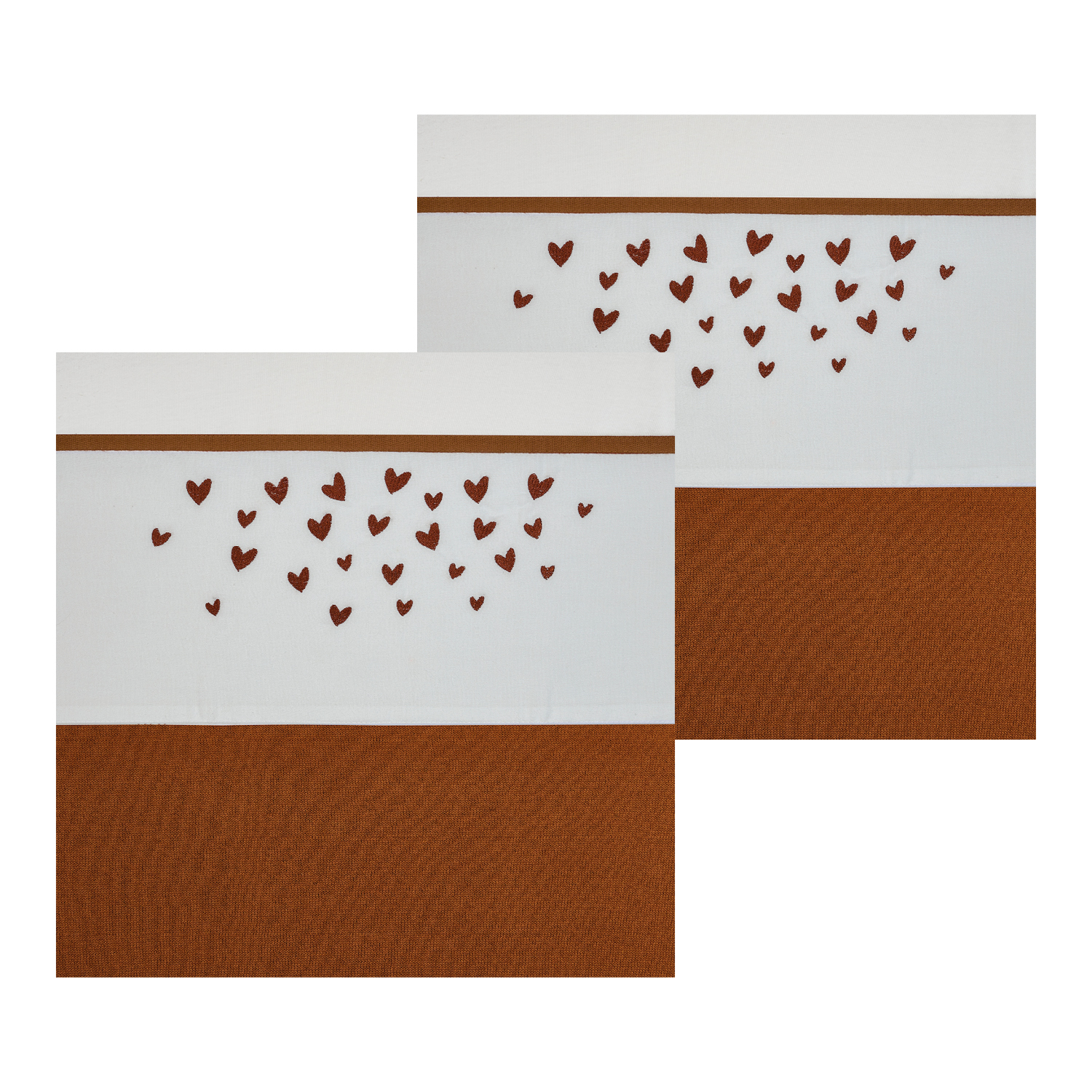 Crib sheet 2-pack Hearts - camel - 75X100cm - 0.3 TOG