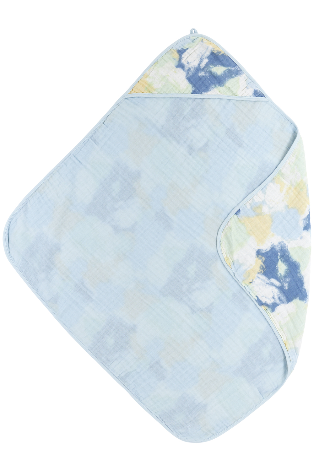 Kapuzentuch pre-washed musselin Tie-Dye - light blue - 80x80cm