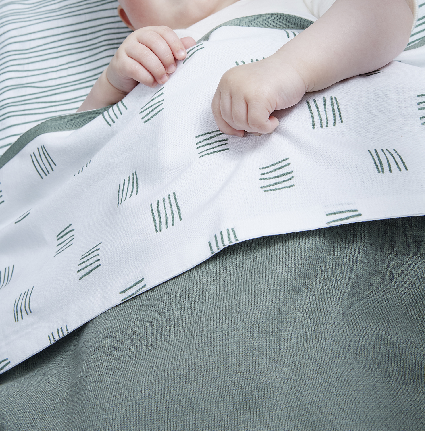 Ledikant laken Block Stripe - forest green - 100x150cm
