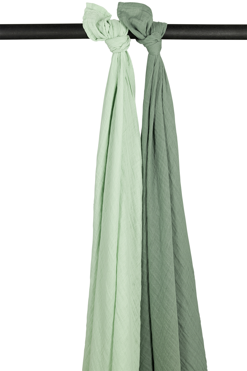 Swaddle  2er pack pre-washed musselin Uni - soft green/forest green - 120x120cm