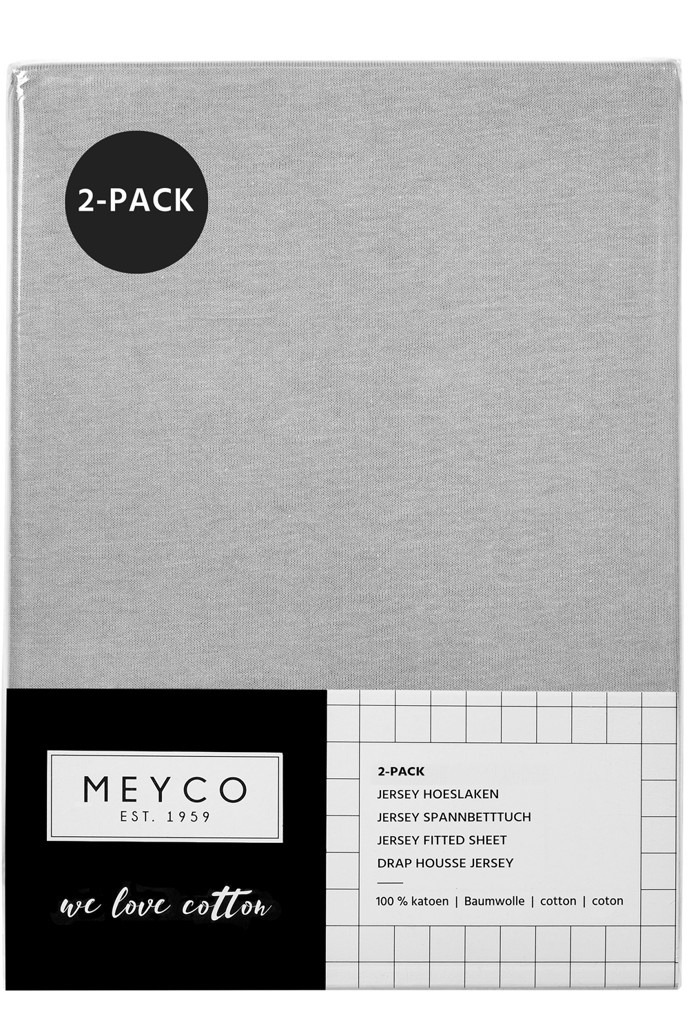 Hoeslaken wieg 2-pack Uni - light grey - 40x80/90cm