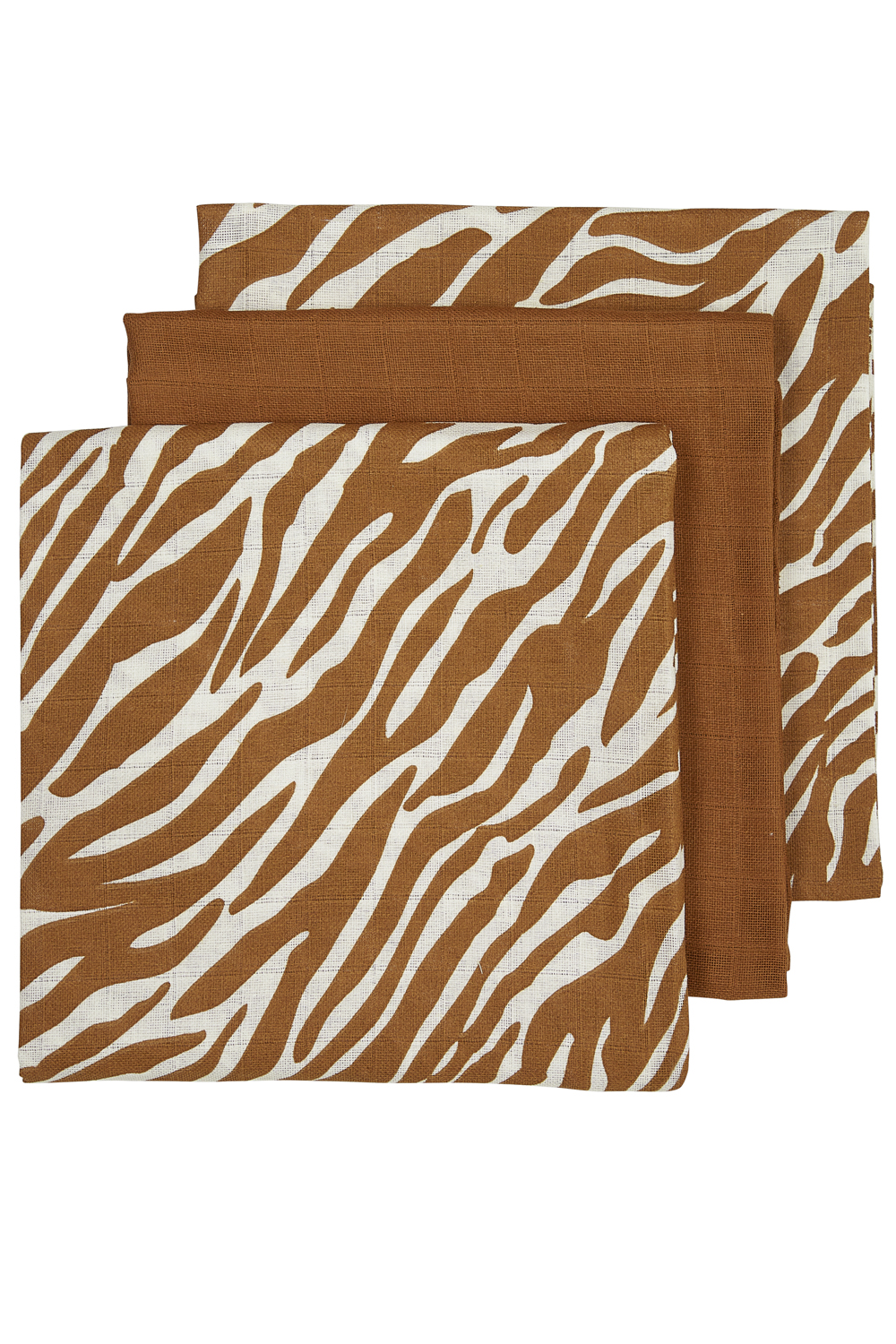 Hydrofiele doeken 3-pack Zebra - camel - 70x70cm
