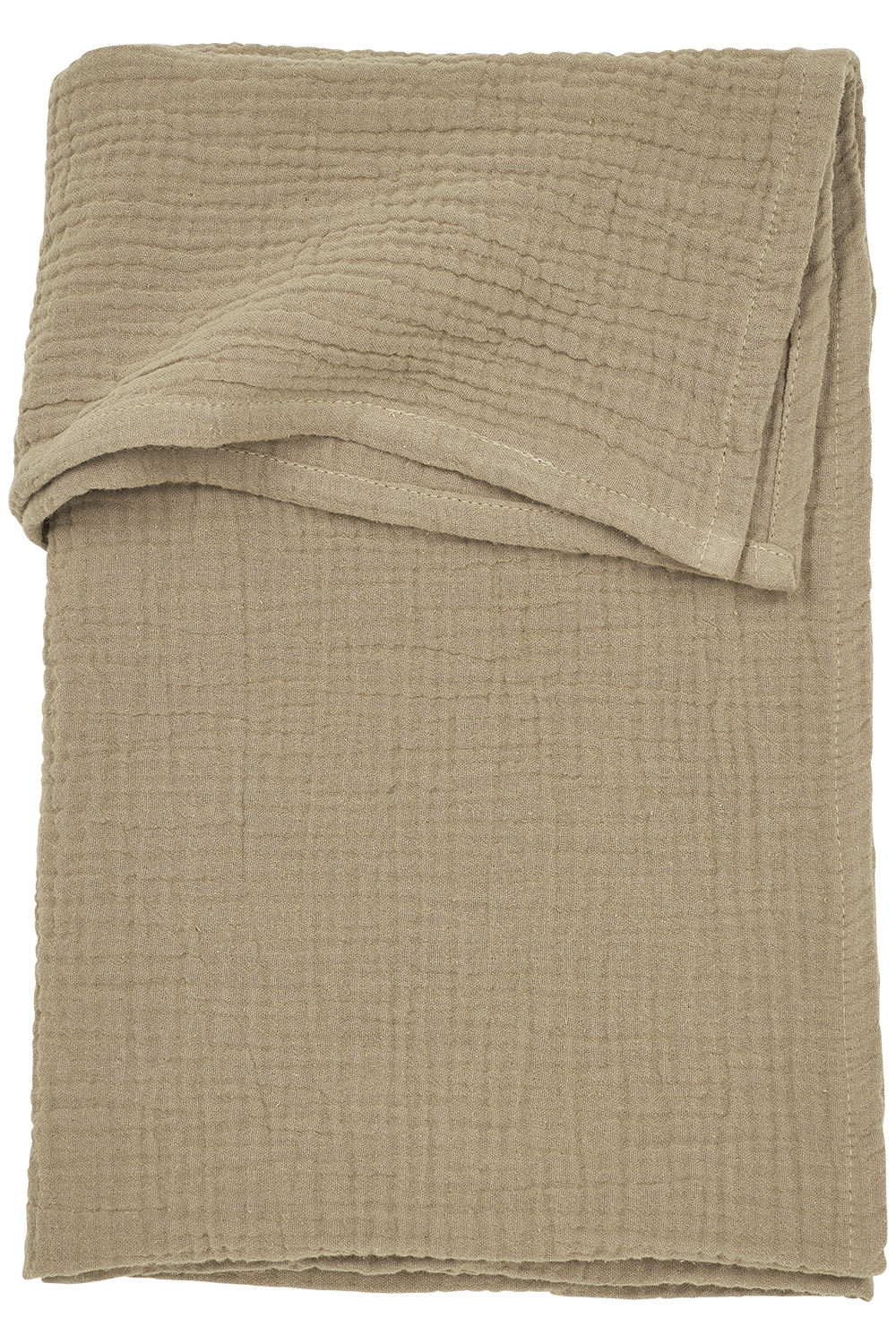 Cot bed sheet pre-washed muslin Uni - taupe - 100x150cm