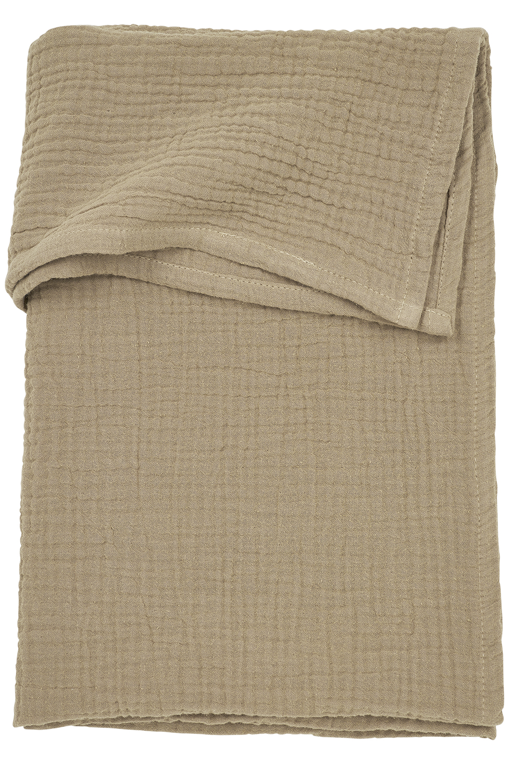 Crib sheet pre-washed muslin Uni - taupe - 75X100cm