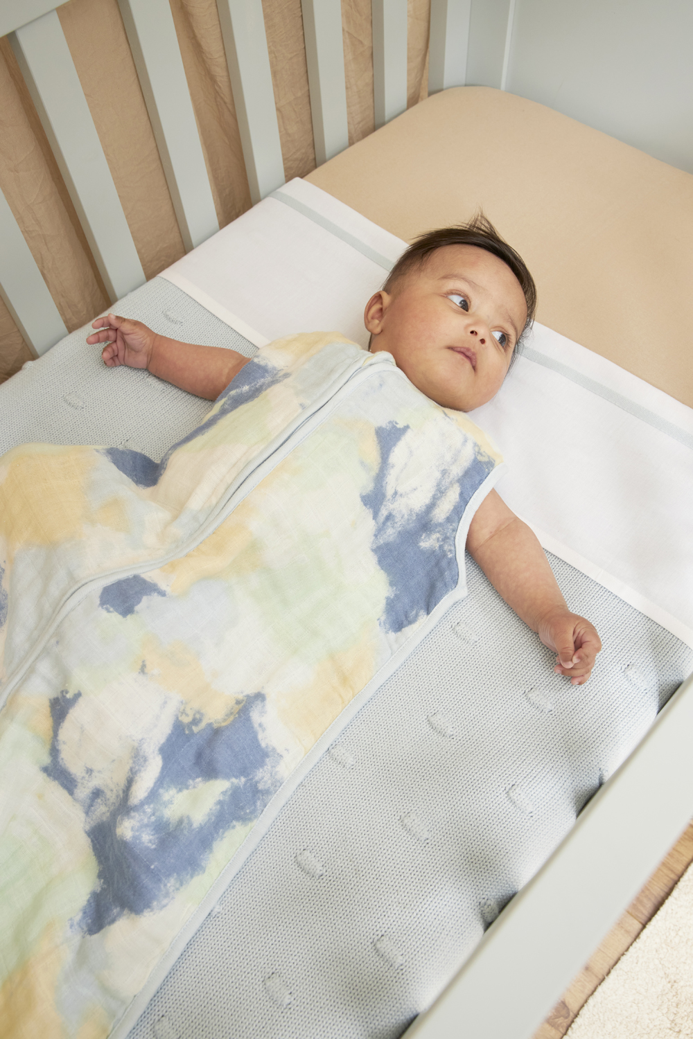 Baby slaapzak hydrofiel Tie-Dye - light blue - 70cm