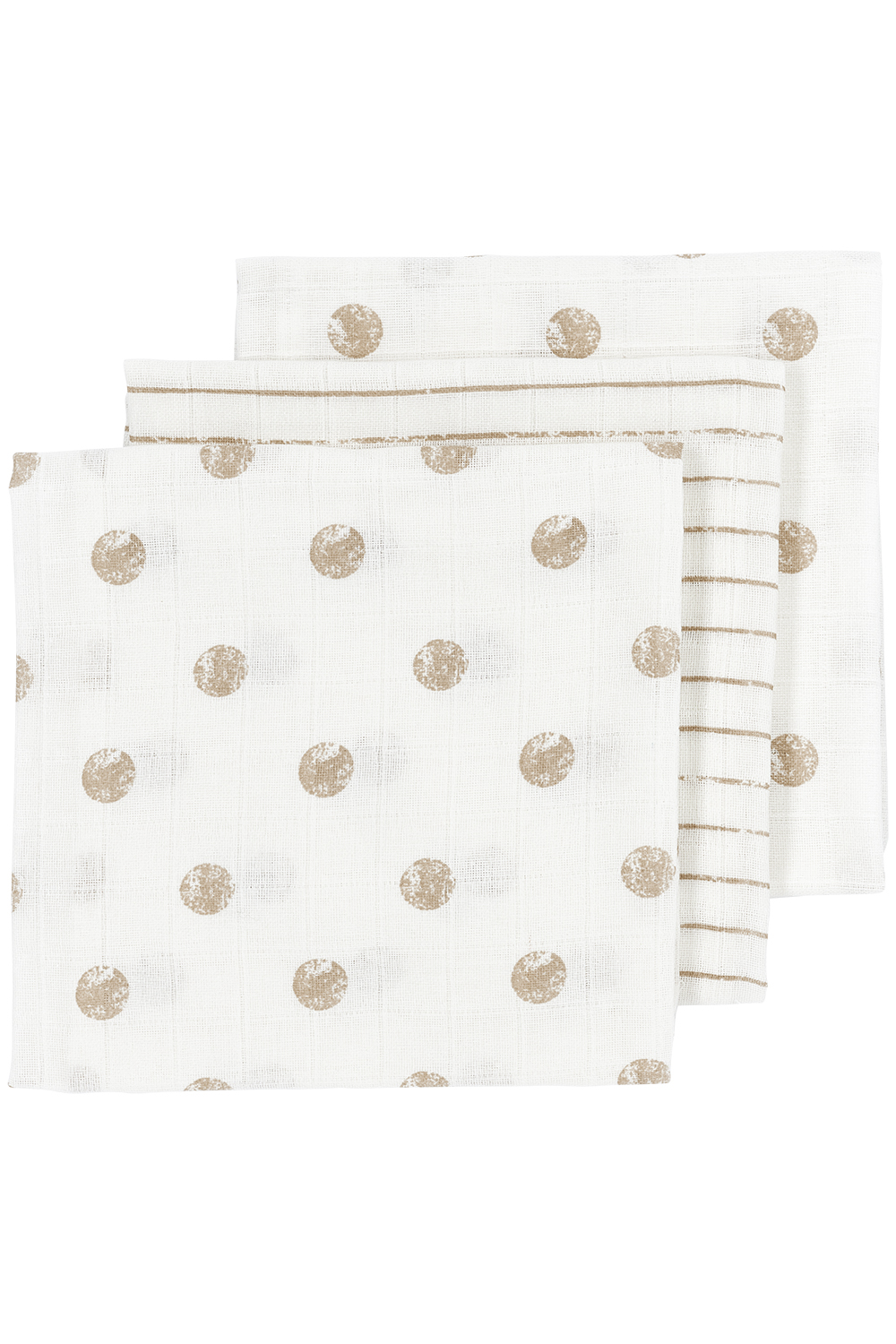 Muslin diapers 3-pack Dot Stripe - Sand - 70x70cm