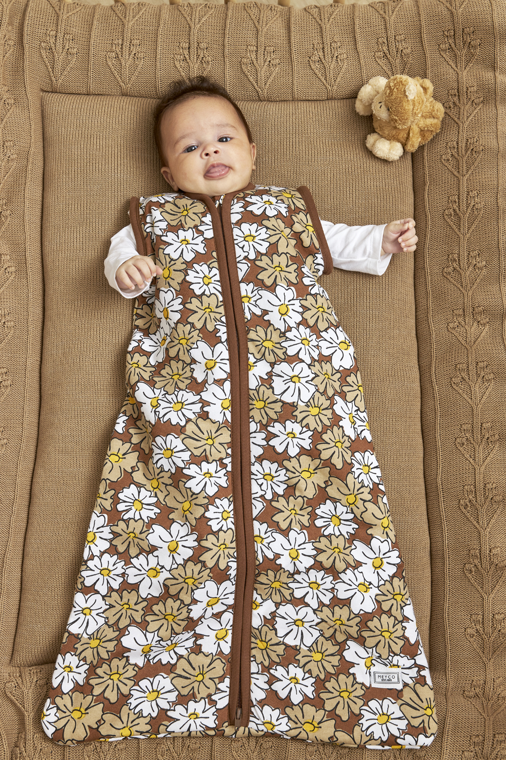 Baby slaapzak met afritsbare mouwen Vintage Flower - chocolate - 70cm