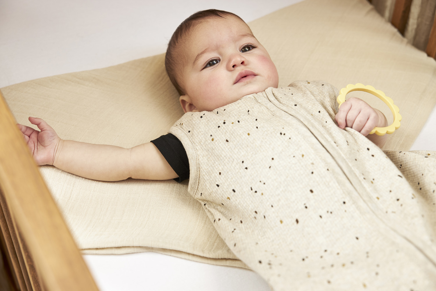 Baby zomerslaapzak Rib Mini Spot - sand melange - 110cm - 0.3 TOG