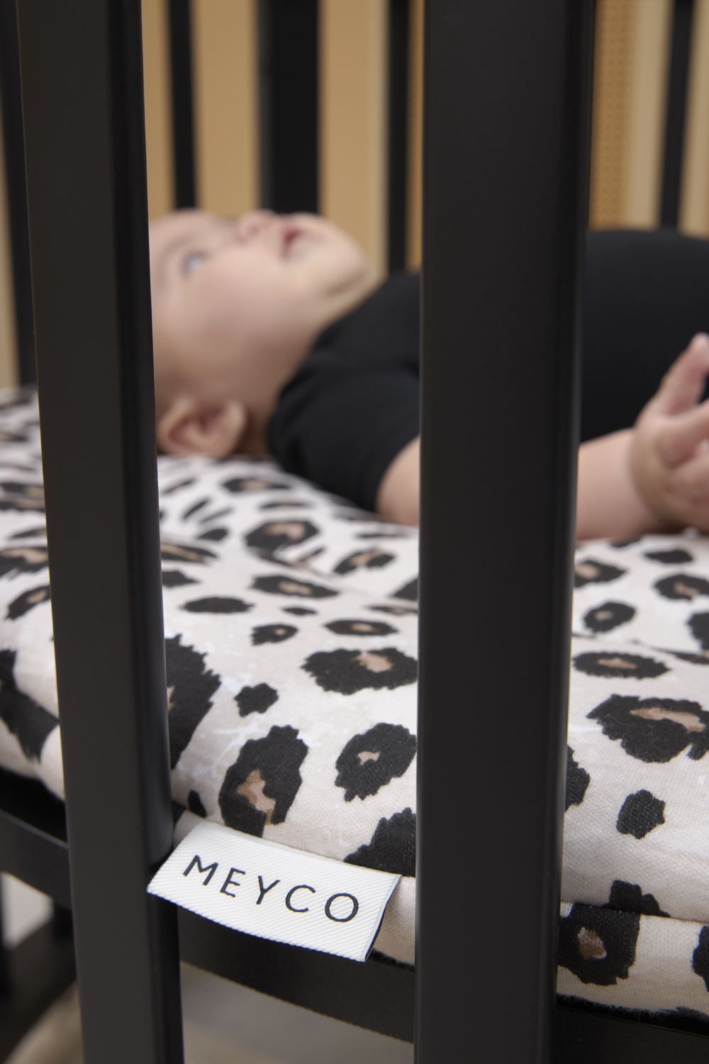 Playpen mattress round Leopard - sand melange - ⌀95cm