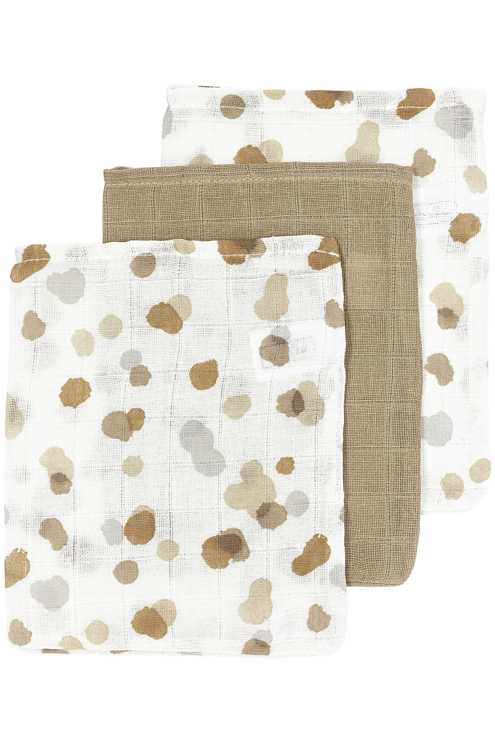 Washandjes 3-pack hydrofiel Stains - sand - 20x17cm