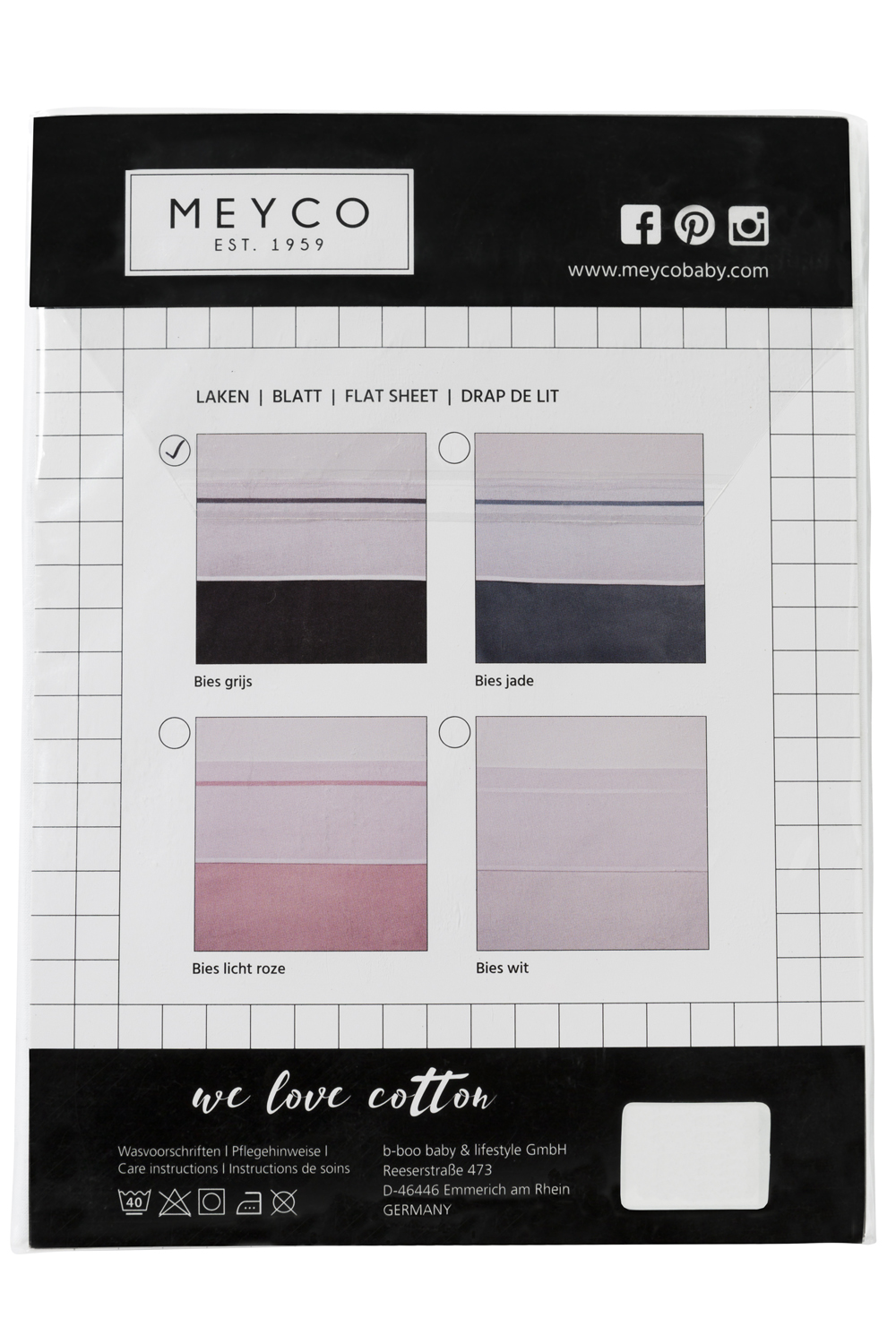 Wieglaken Bies - grey - 75x100cm - 0.3 TOG