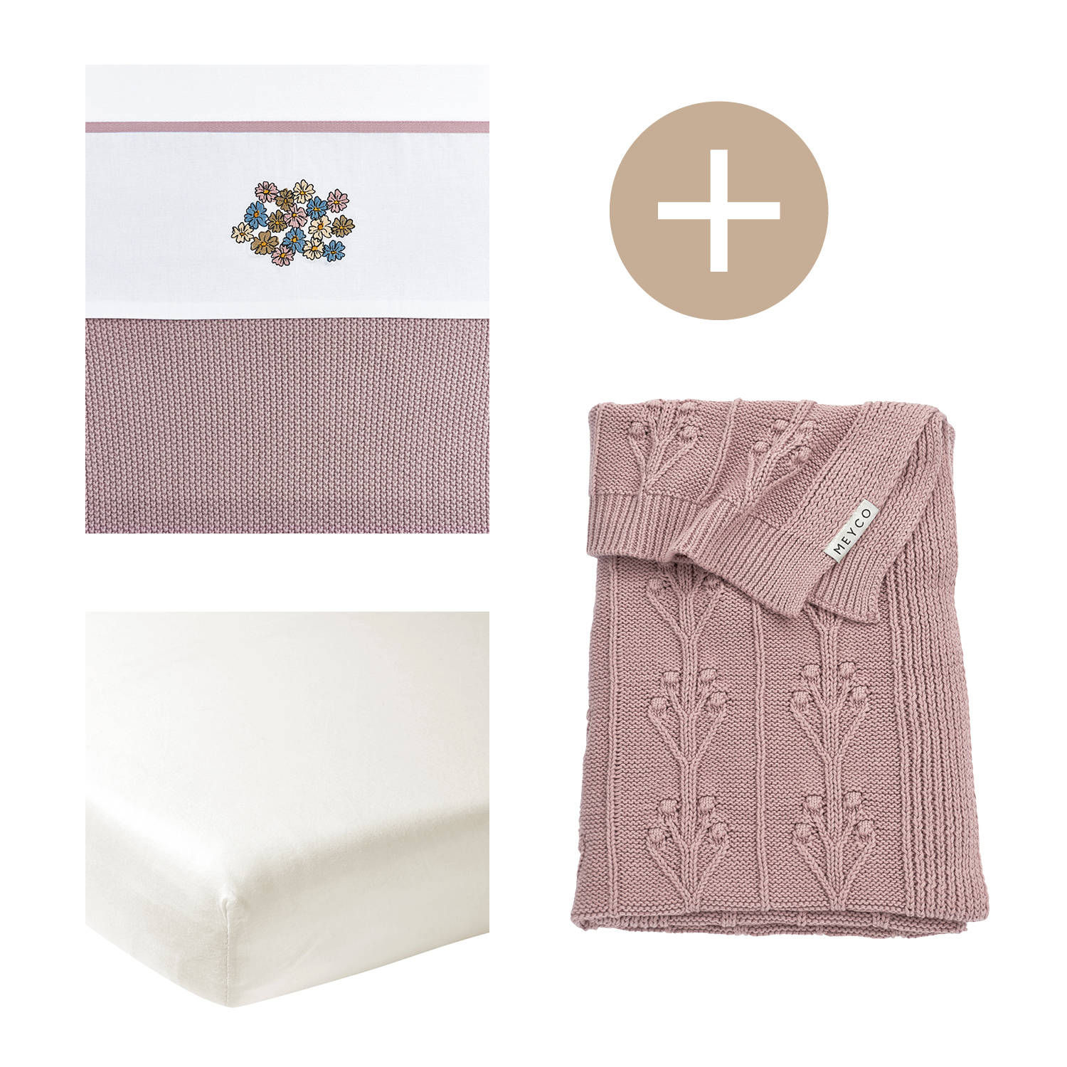 Ledikant deken + ledikant laken + hoeslaken ledikant Romantic Flower - lilac - 100x150cm