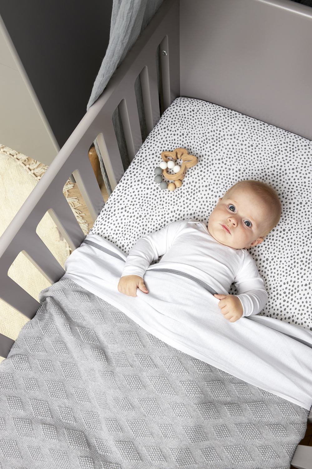 Crib bed blanket biological Diamond - grey melange - 75x100cm