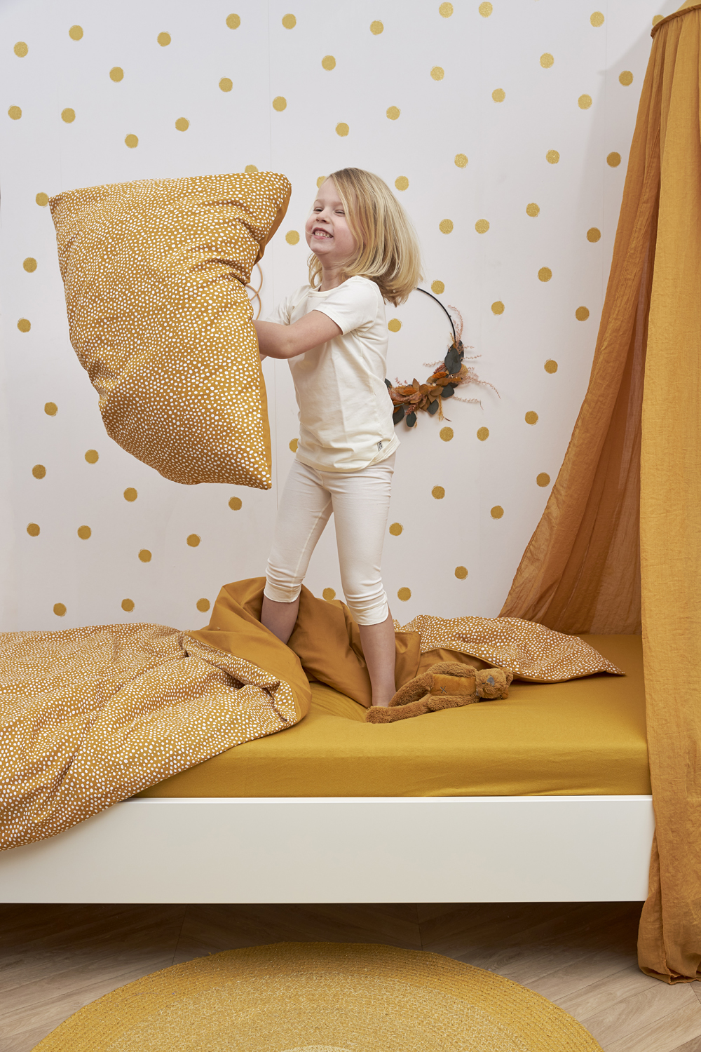 Bettwäsche Juniorbett Cheetah/Uni - honey gold - 120x150cm