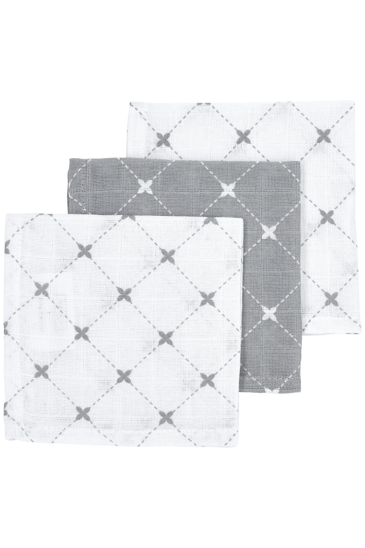Meyco X Mrs. Keizer Hydrofiele Monddoekjes 3-pack Louis - Grijs - 30x30cm