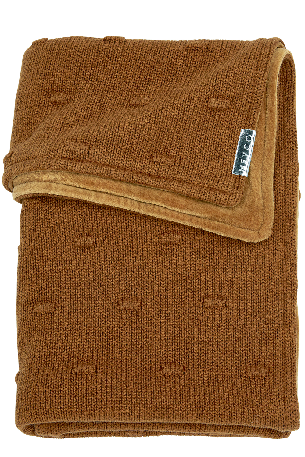 Wiegdeken Knots velvet - camel - 75x100cm