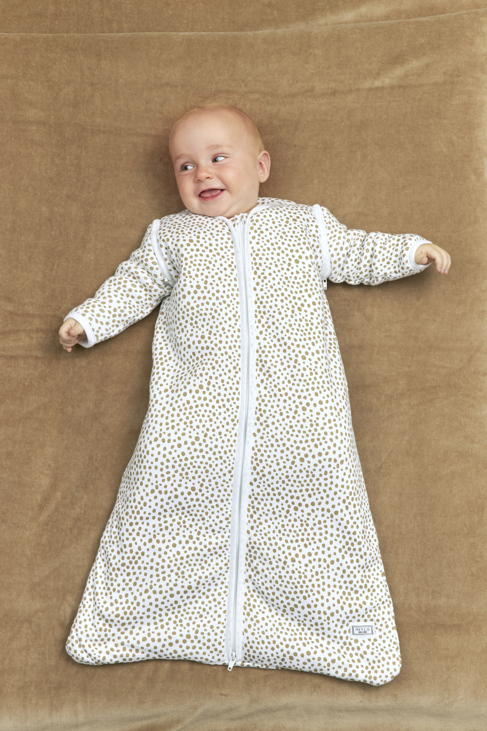 Baby slaapzak met afritsbare mouwen Cheetah - taupe - 110cm