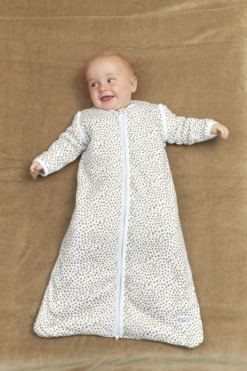 Baby slaapzak met afritsbare mouwen Cheetah - taupe - 70cm