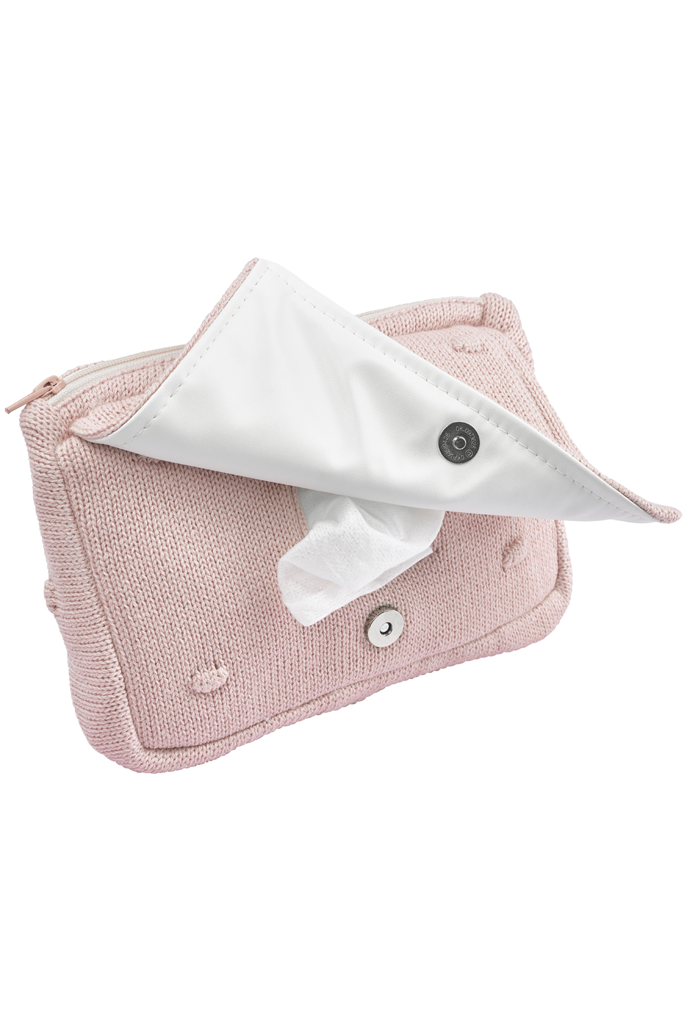 Knitted wipes pouch Mini Knots - Soft Pink