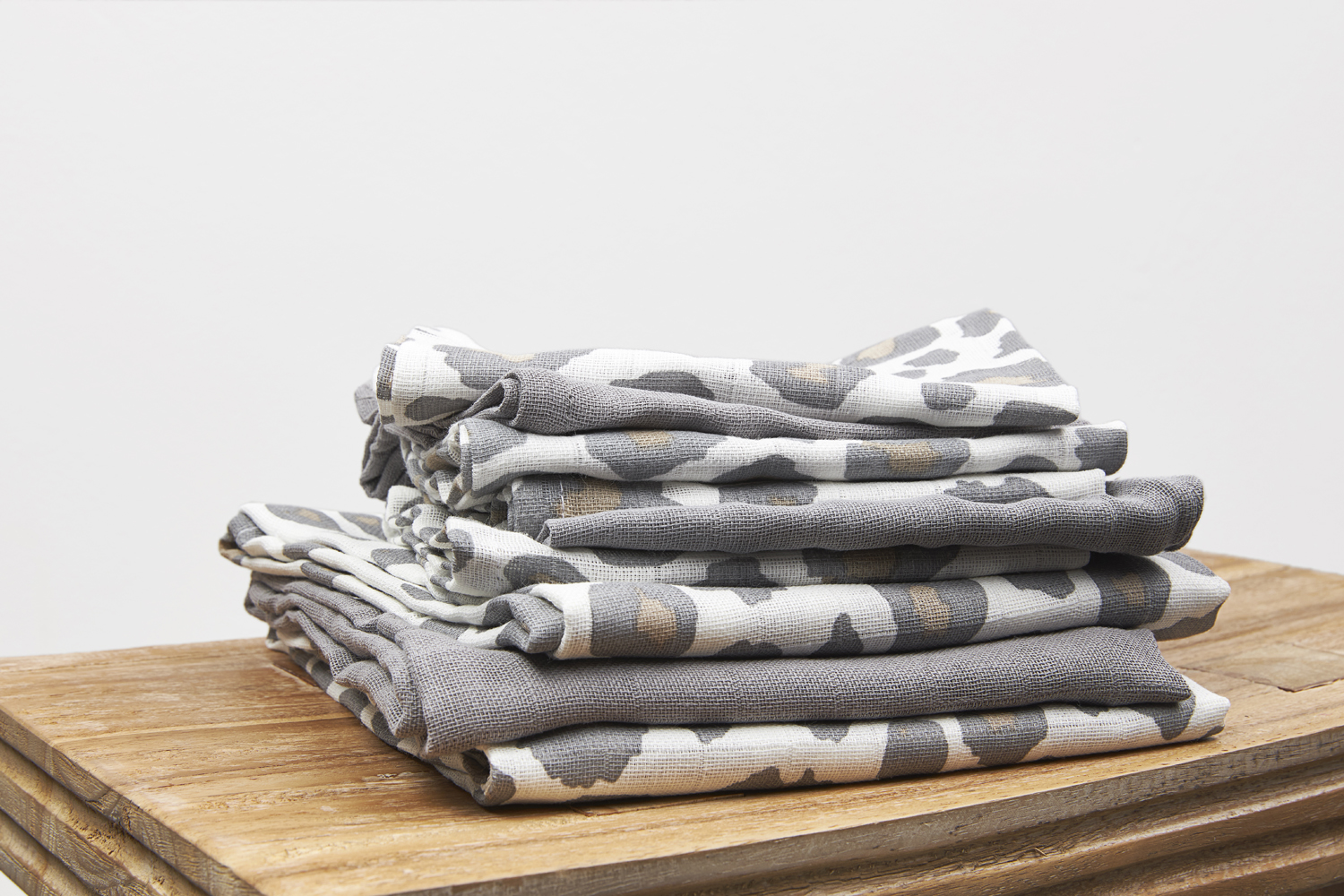 Facecloth 3-pack muslin Panther - neutral/grey - 30x30cm