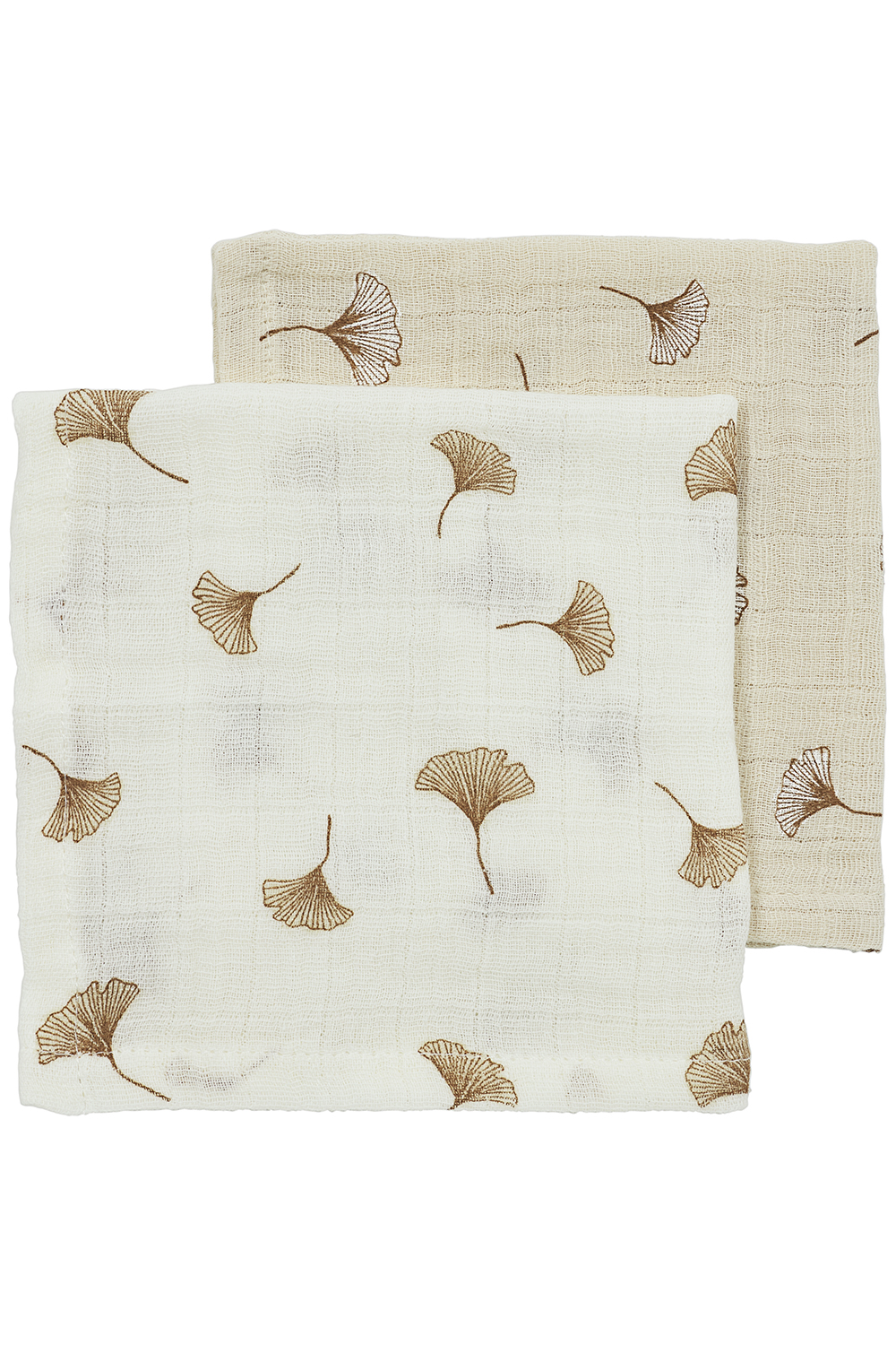 Facecloth 2-pack pre-washed muslin Ginkgo - offwhite/soft sand - 30x30cm