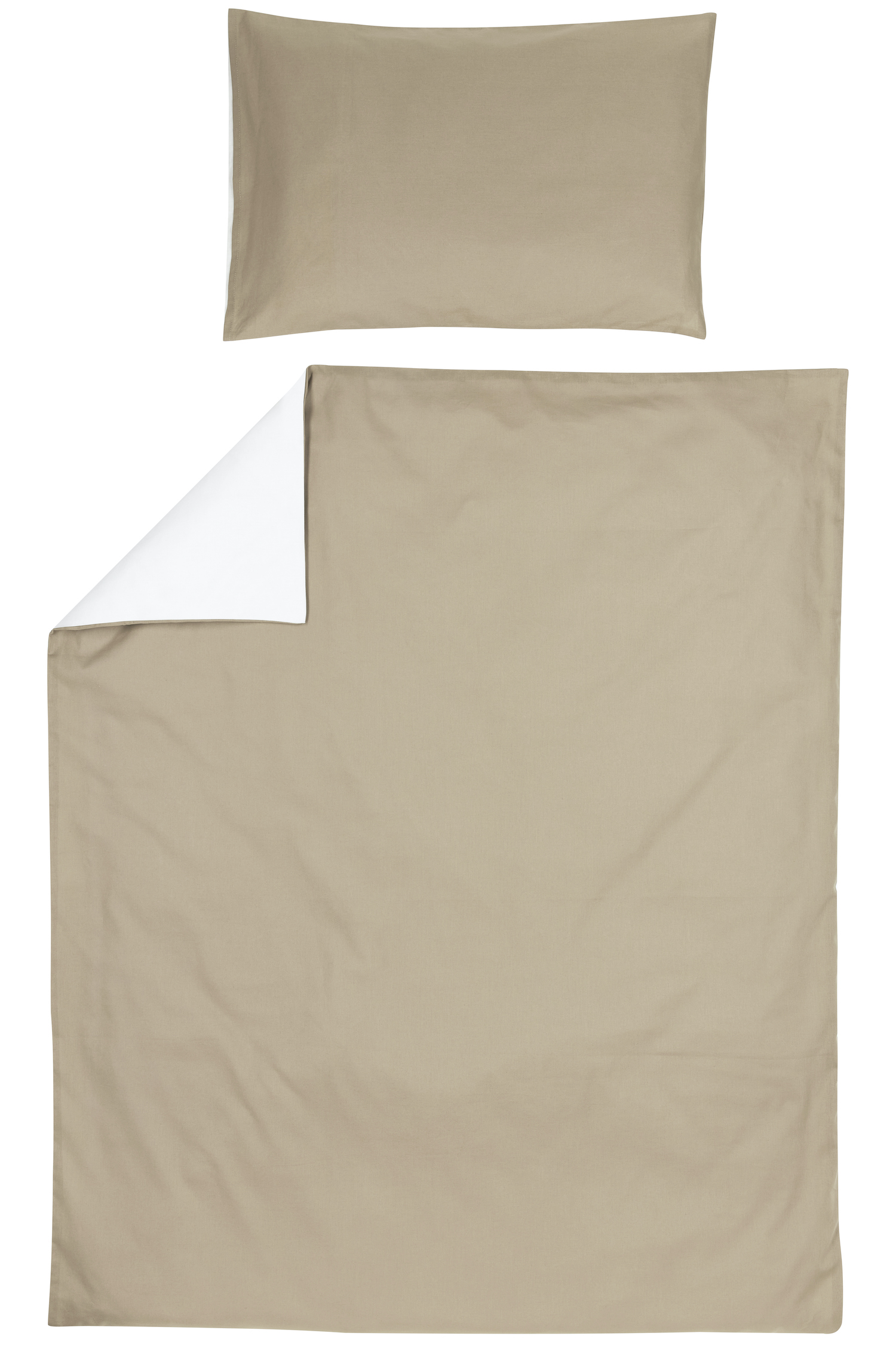 Dekbedovertrek ledikant Uni - taupe/offwhite - 100x135cm