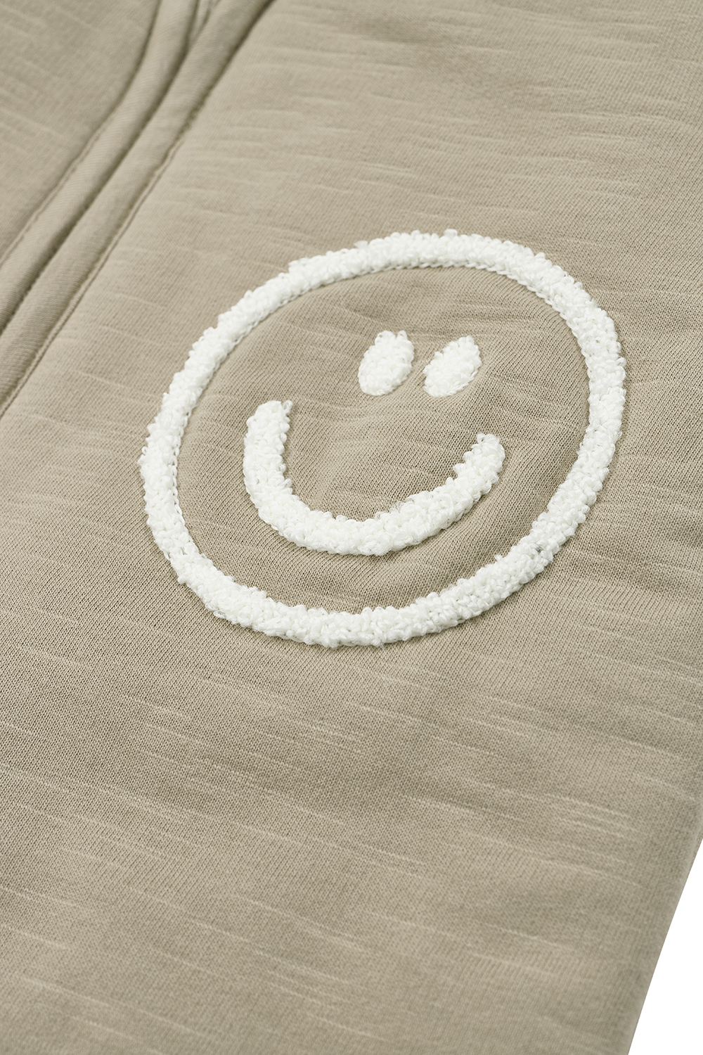 Baby slaapzak met afritsbare mouwen Slub met Smile applicatie - taupe/offwhite - 70cm - 2.5 TOG
