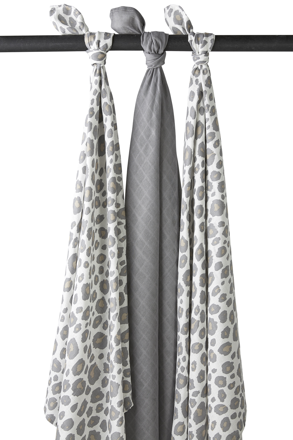 Swaddle 3-pack hydrofiel Panter - neutral/grey - 120x120cm