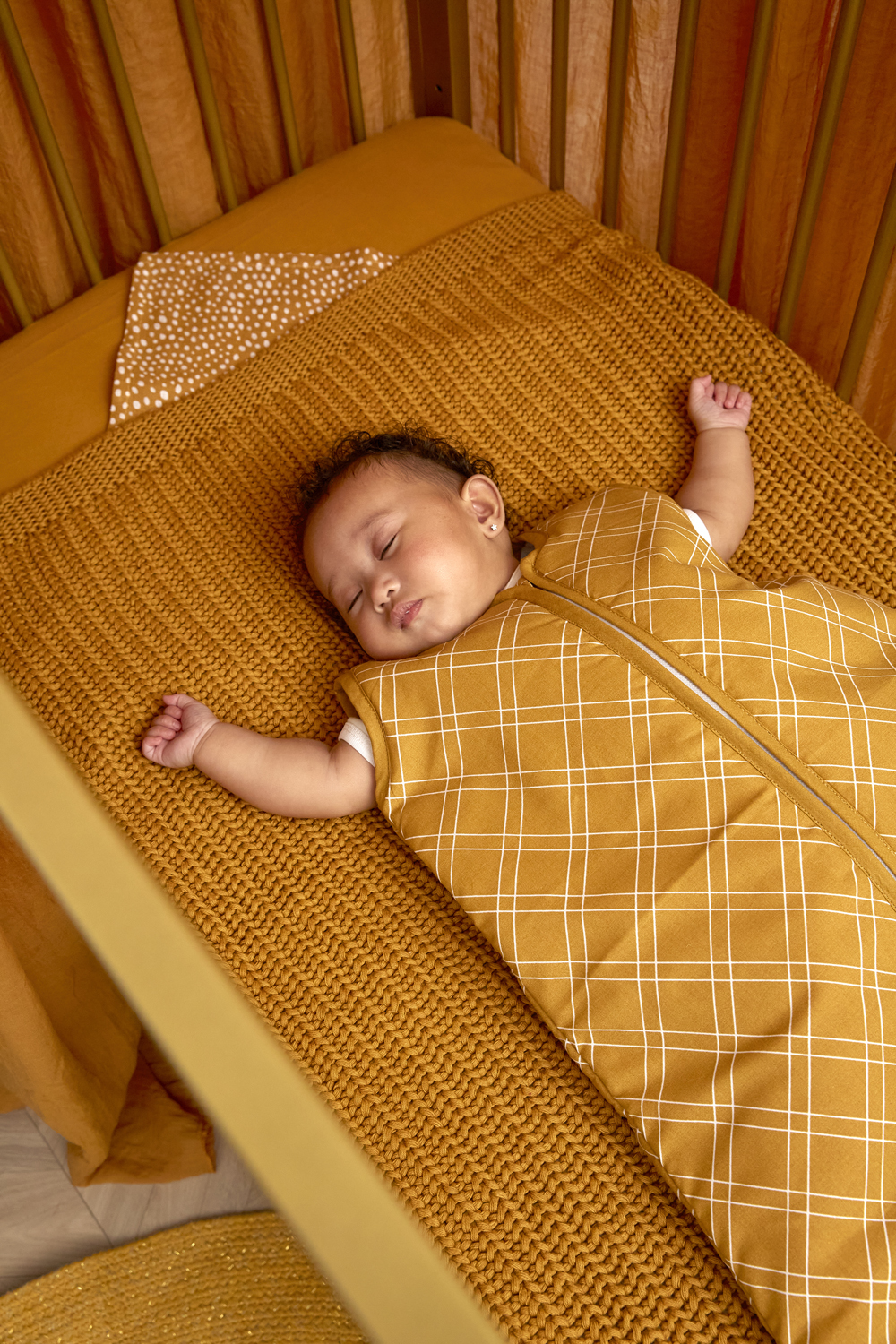 Baby slaapzak gevoerd Double Diamond - honey gold - 70cm