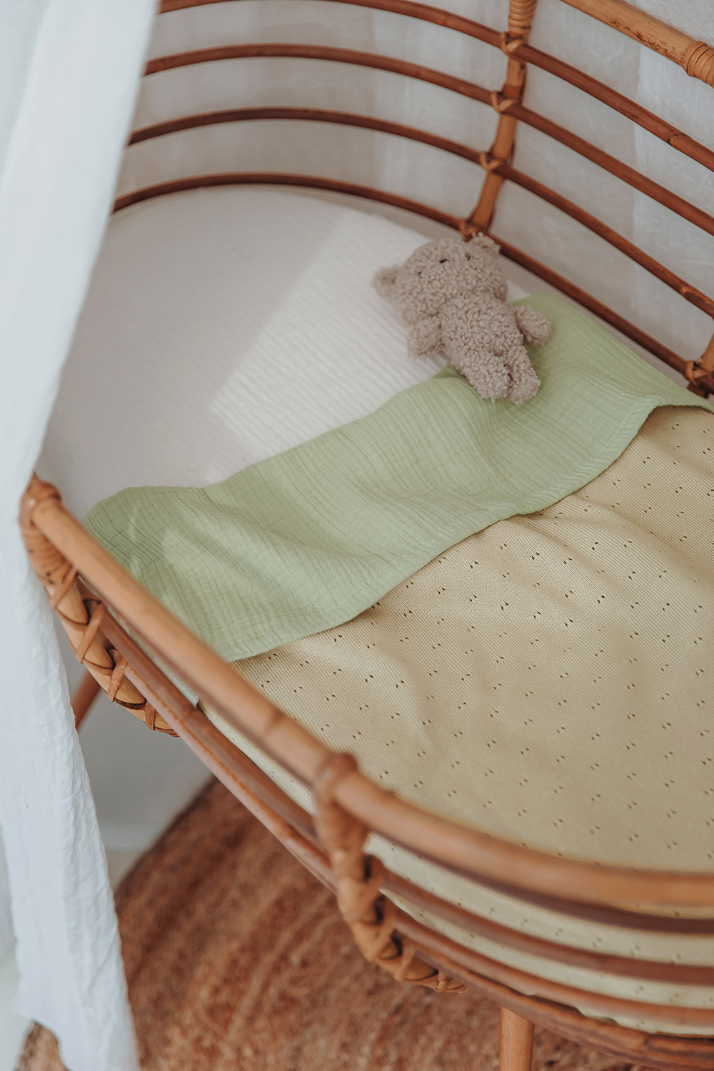 Ledikant laken pre-washed hydrofiel Uni - soft olive - 100x150cm - 0.3 TOG