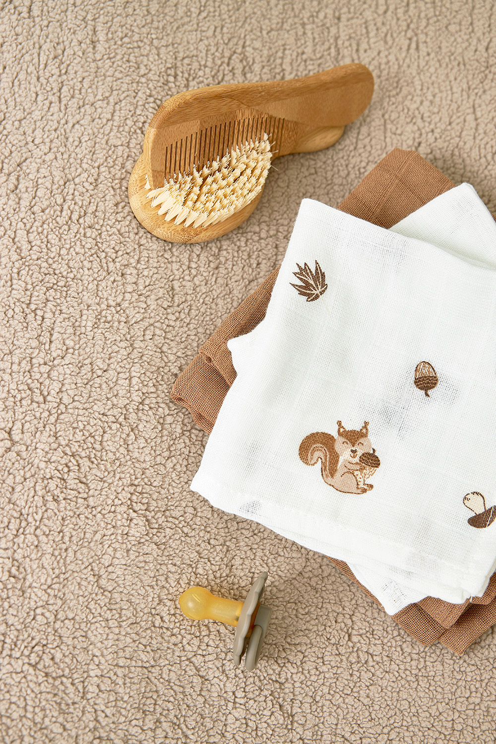 Washcloth 3-pack muslin Forest Animals - toffee - 20x17cm