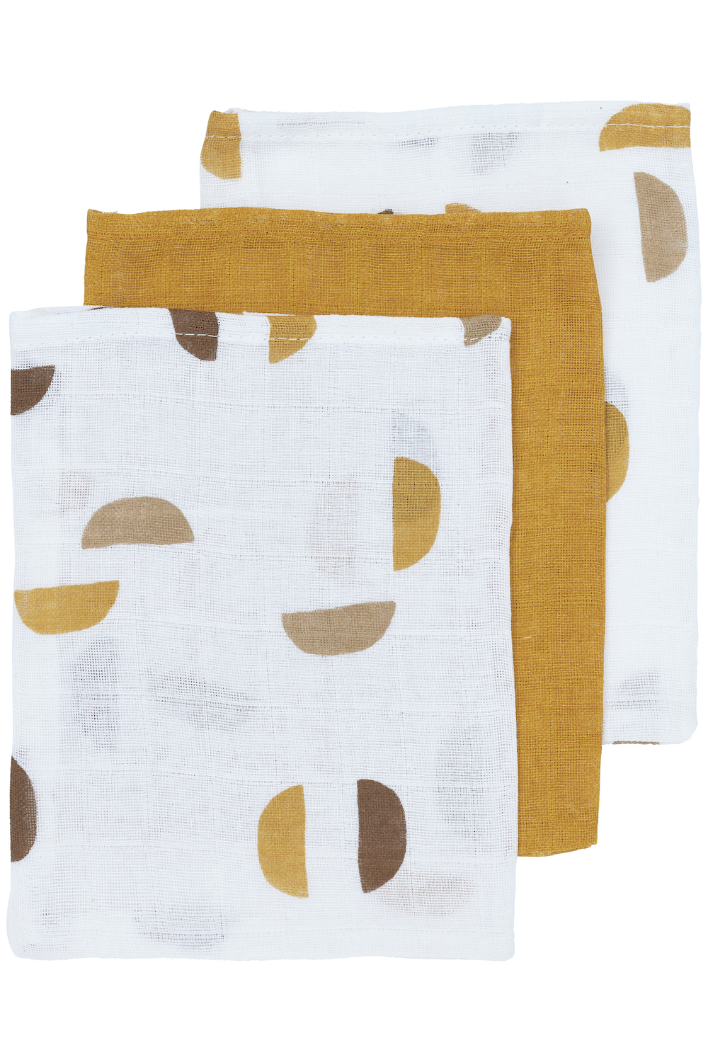 Waschhandschuhe 3er pack musselin Shapes - honey gold - 20x17cm