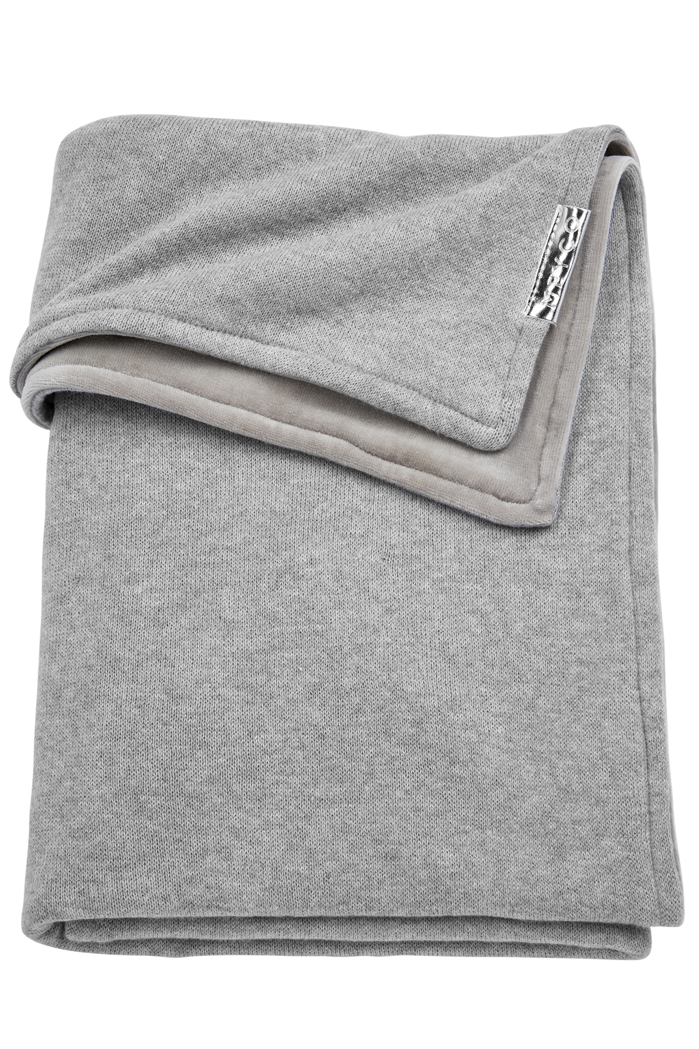Crib bed blanket Knit Basic velvet - grey melange - 75x100cm