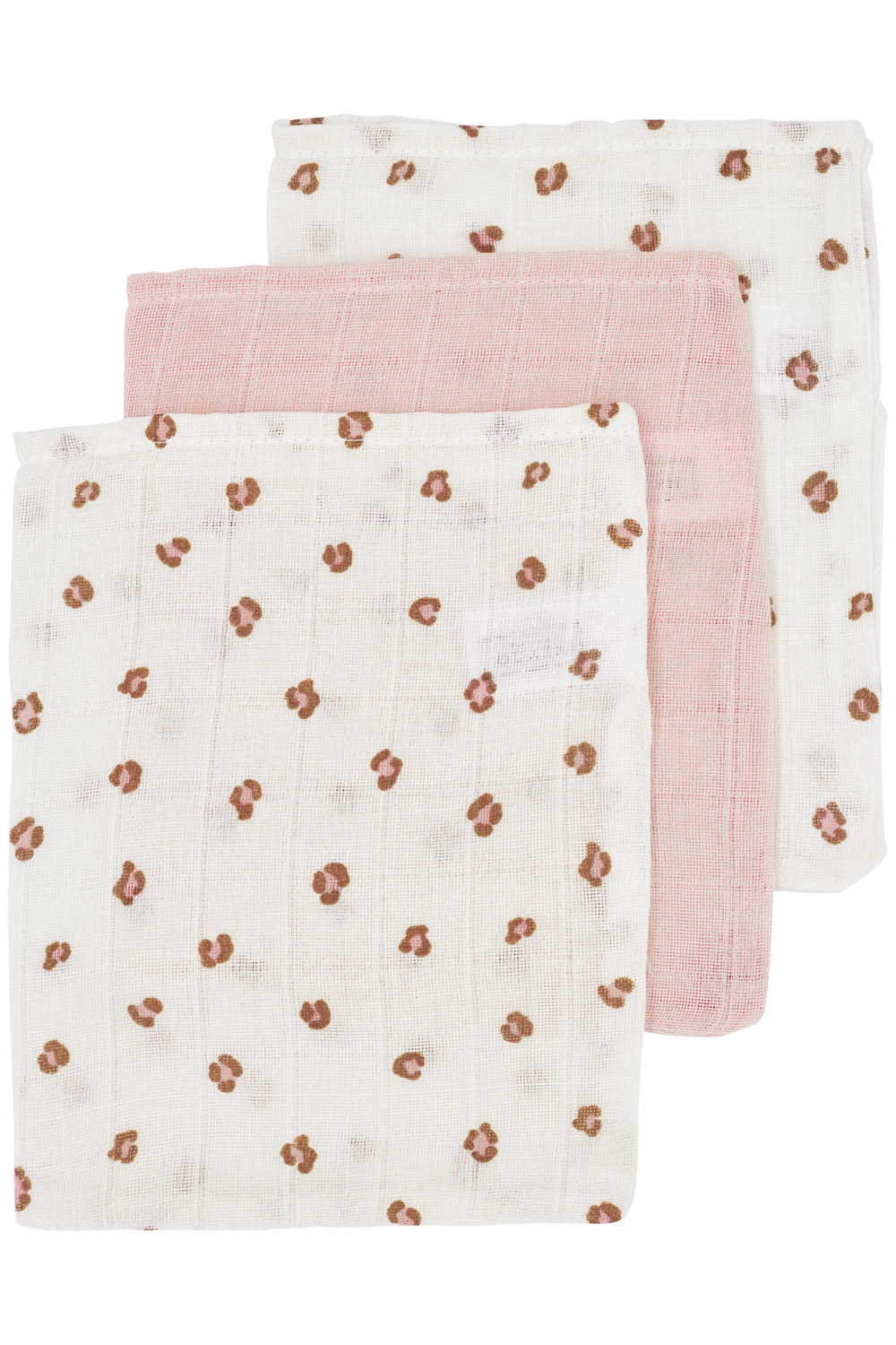 Muslin Wash mitts 3-pack Mini Panther - Soft Pink - 20x17cm