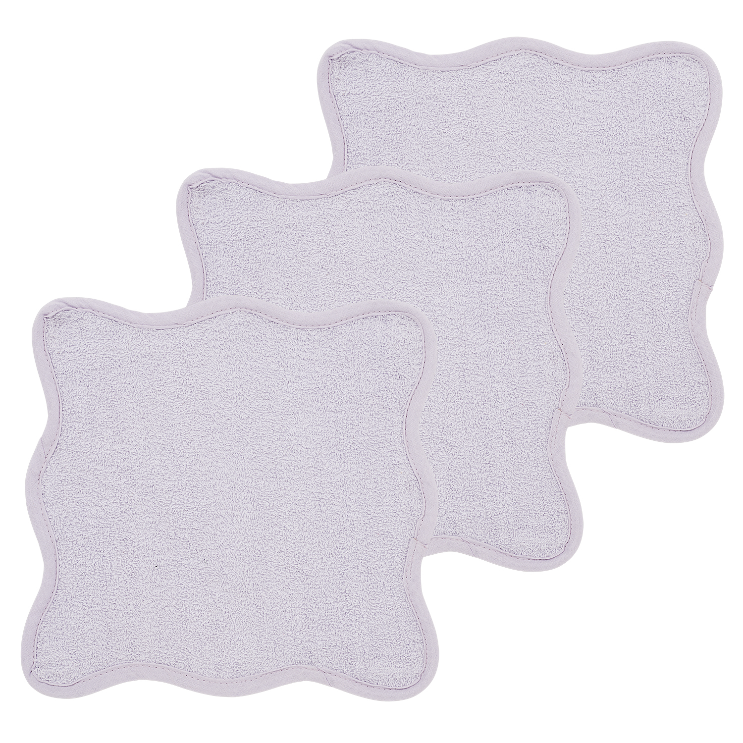 Facecloth 3-pack terry Wavy - soft lavender - 30x30cm