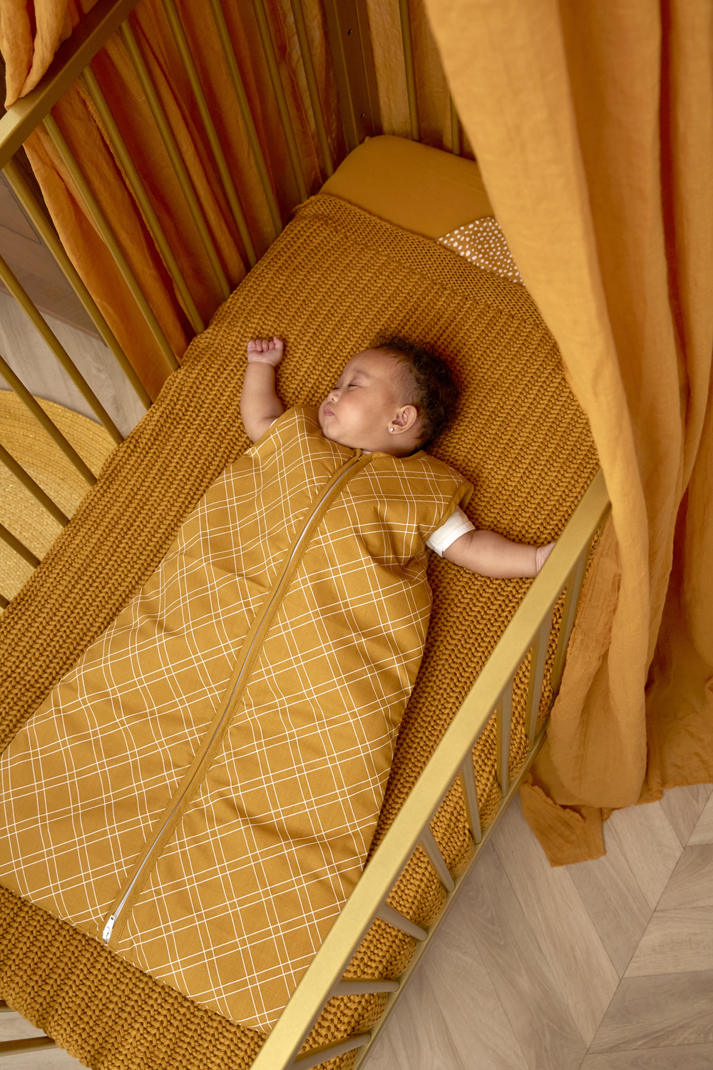 Babyslaapzak Gevoerd Double Diamond - Honey Gold - 70cm
