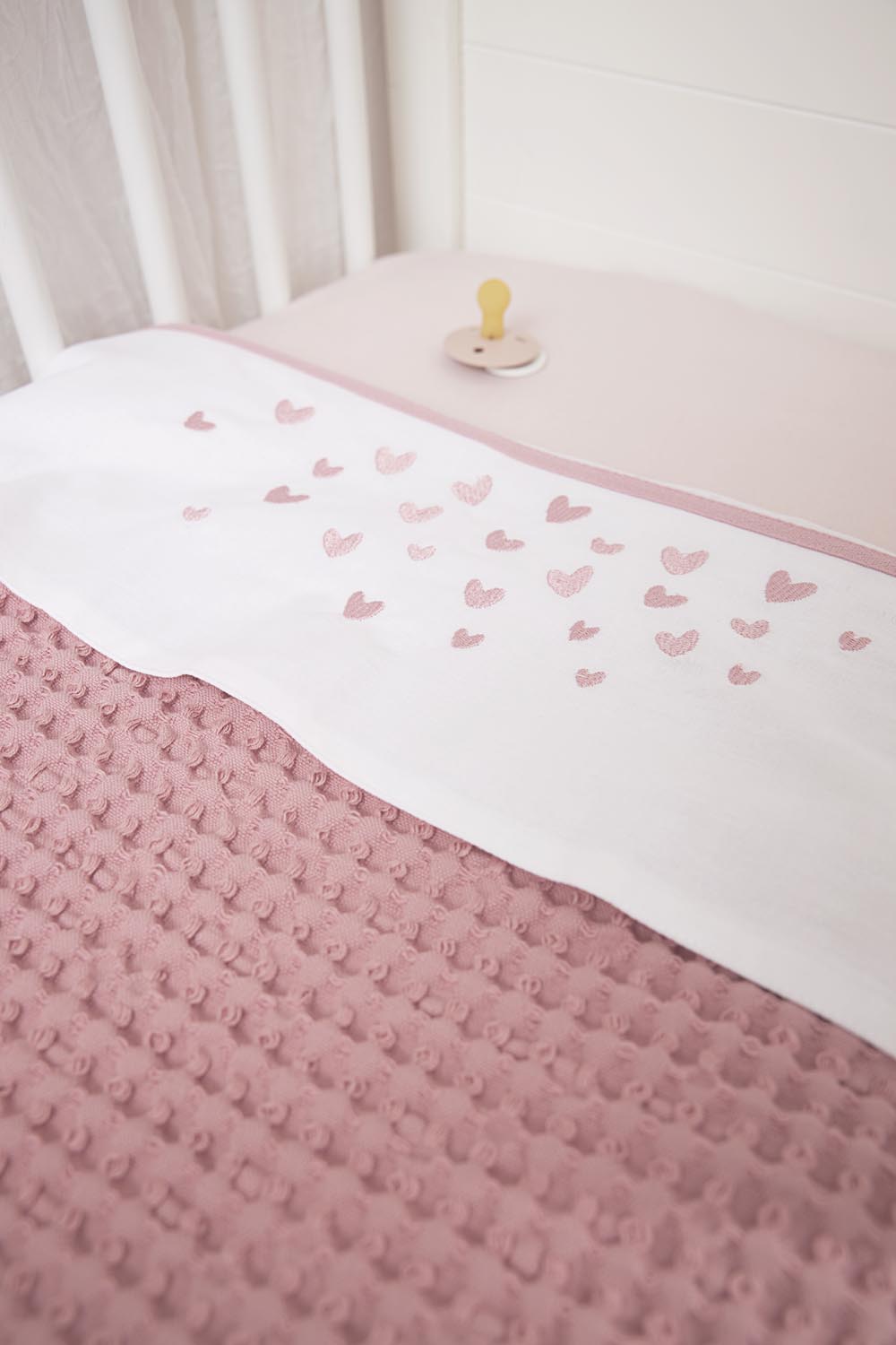 Wiegdeken Wafel Teddy - old pink - 75x100cm