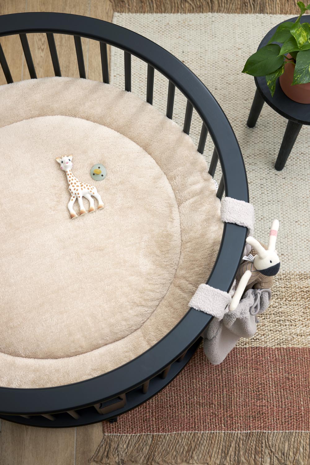 Playpen mattress round Knit Basic teddy - sand melange - ⌀95cm