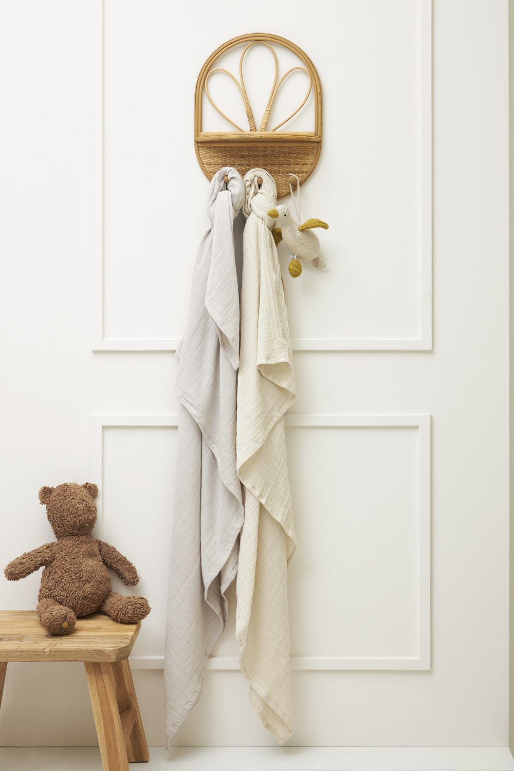 Swaddle  2er pack pre-washed musselin Uni - soft sand/greige - 120x120cm