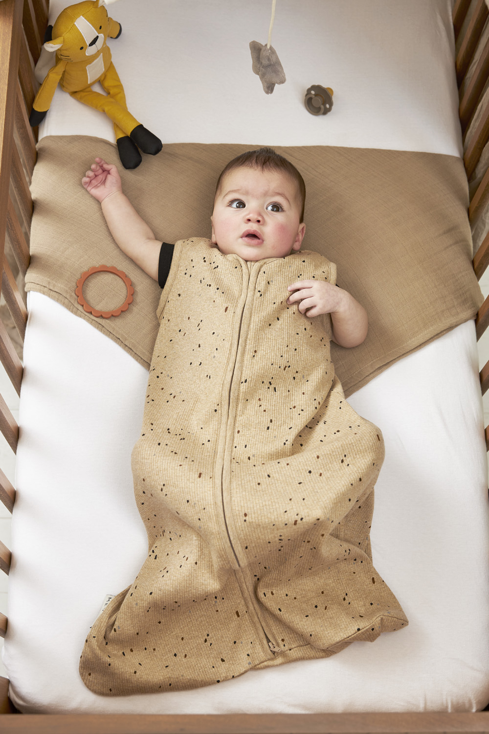 Baby zomerslaapzak Rib Mini Spot - toffee melange - 110cm - 0.3 TOG