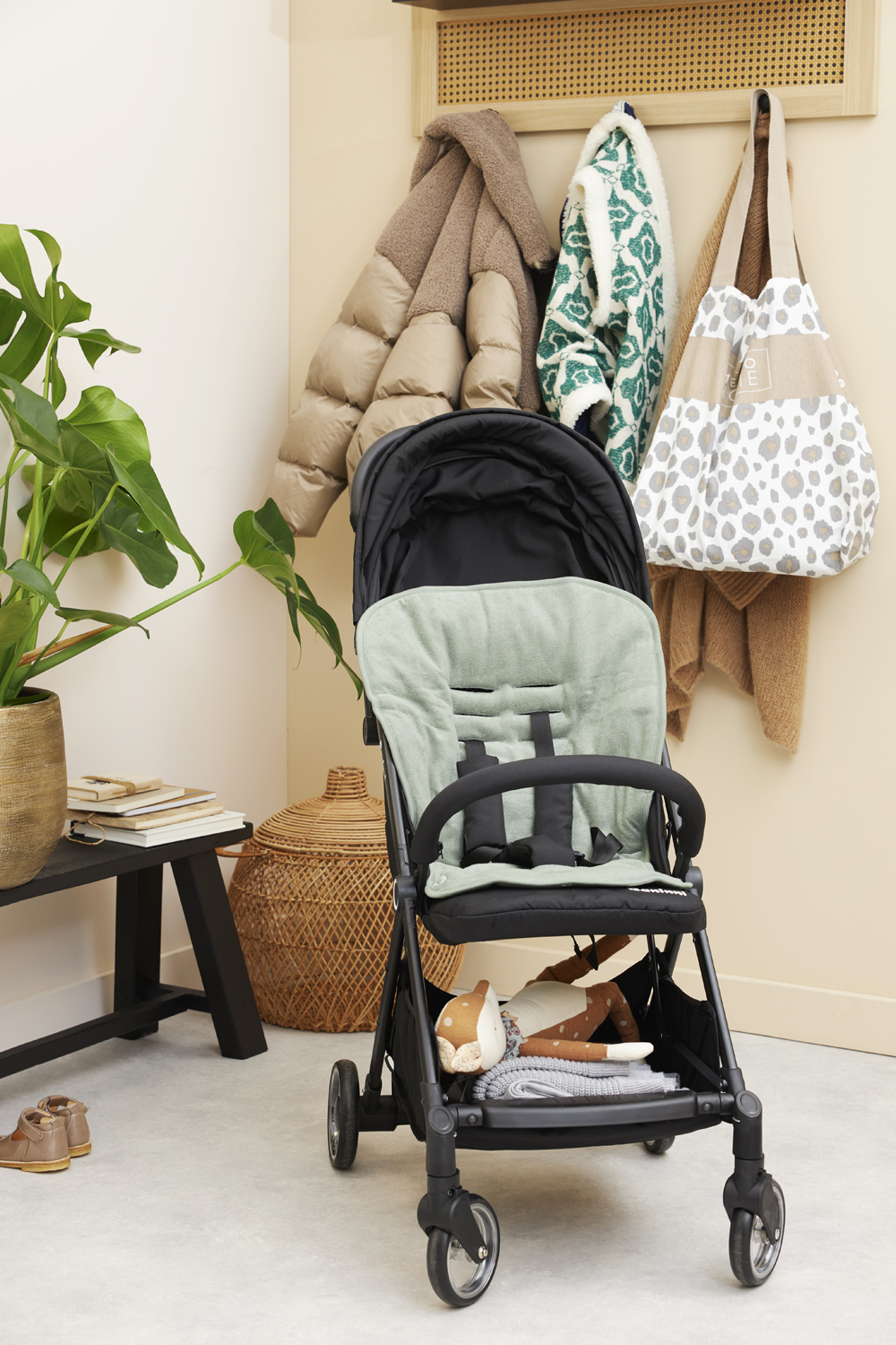 Buggy inlegger badstof Uni - forest green