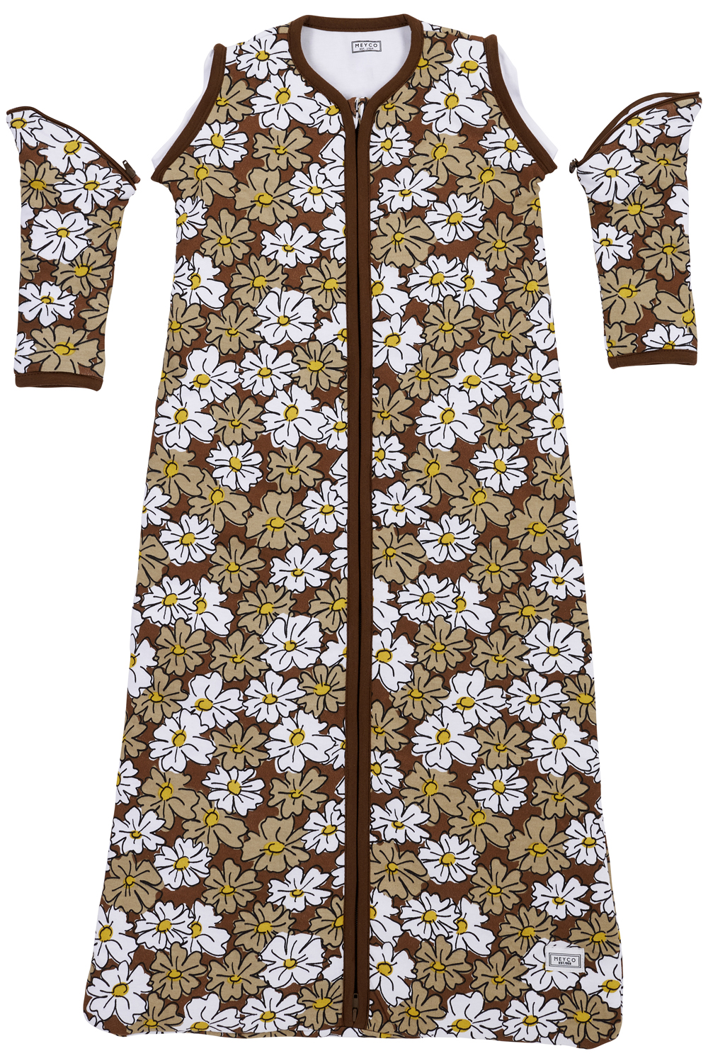 Baby slaapzak met afritsbare mouwen Vintage Flower - chocolate - 70cm