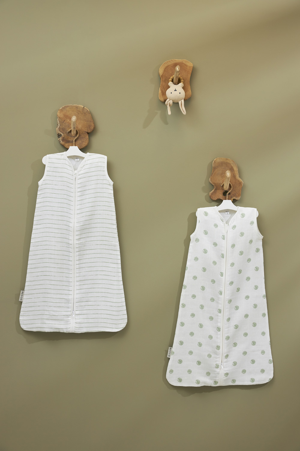 Baby zomerslaapzak hydrofiel Stripe - soft green - 70cm - 0.3 TOG