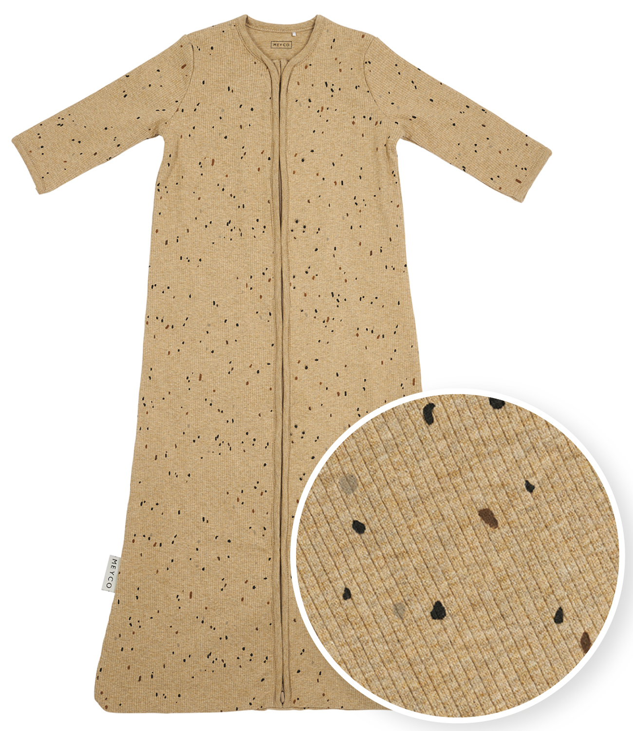 Babyschlafsack mit Ärmeln Rib Mini Spot - toffee melange - 110cm