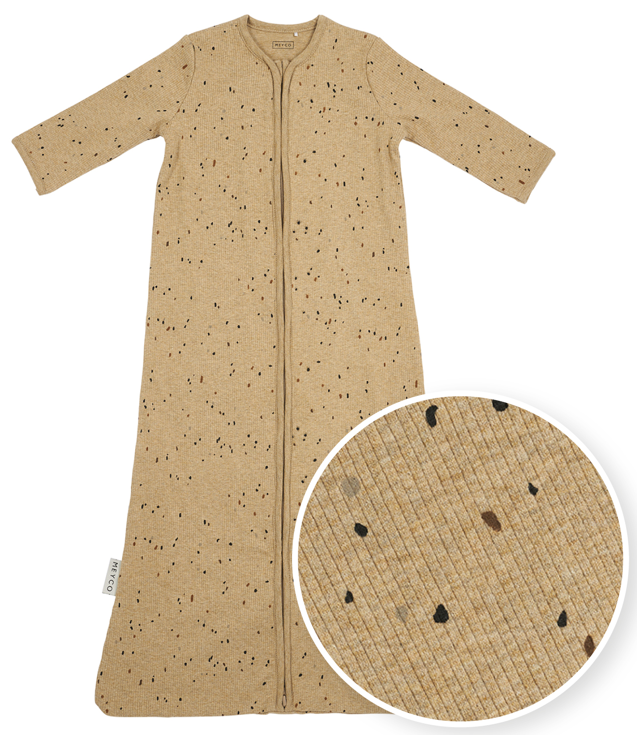 Baby slaapzak met mouwen Rib Mini Spot - toffee melange - 110cm