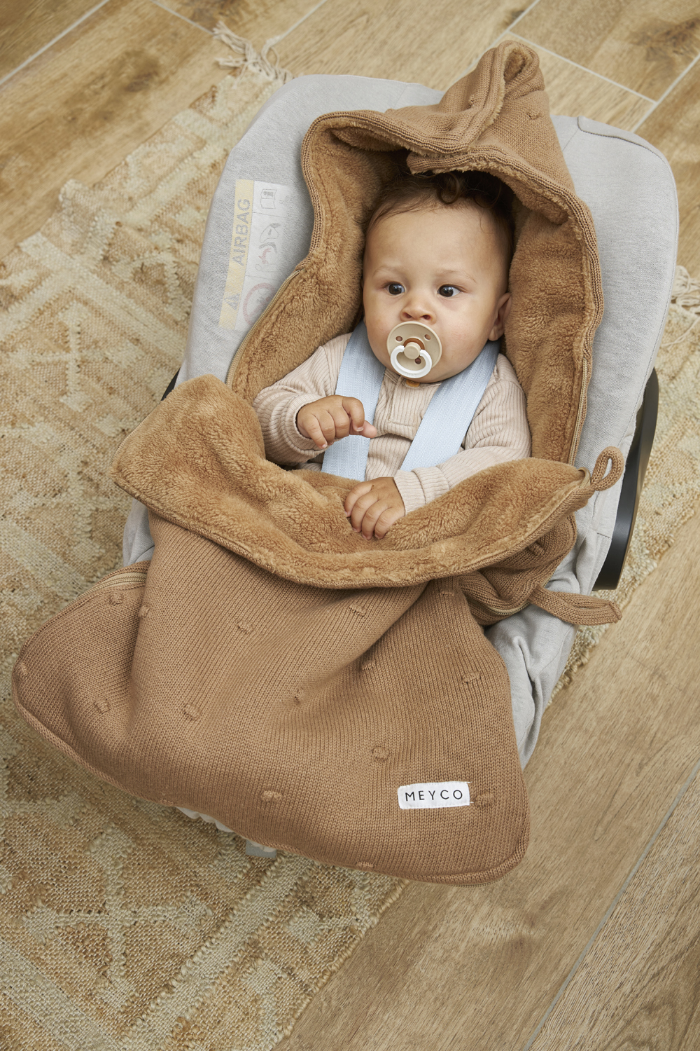 Footmuff Mini Knots teddy - toffee - 40x82cm