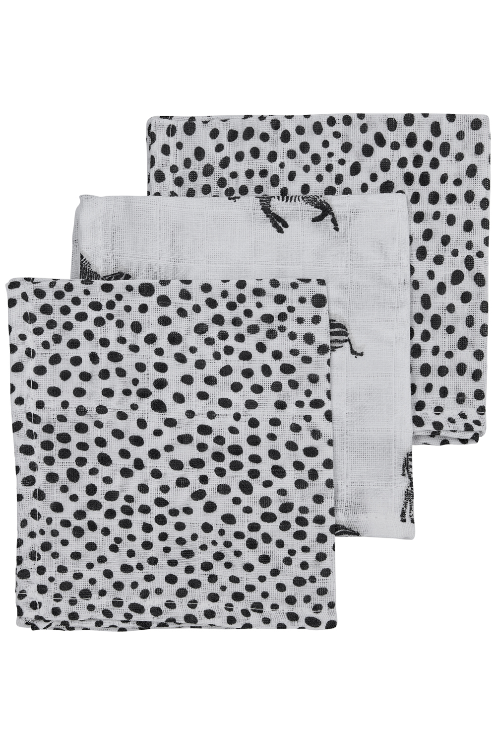 Monddoekjes 3-pack hydrofiel Zebra Animal - black - 30x30cm