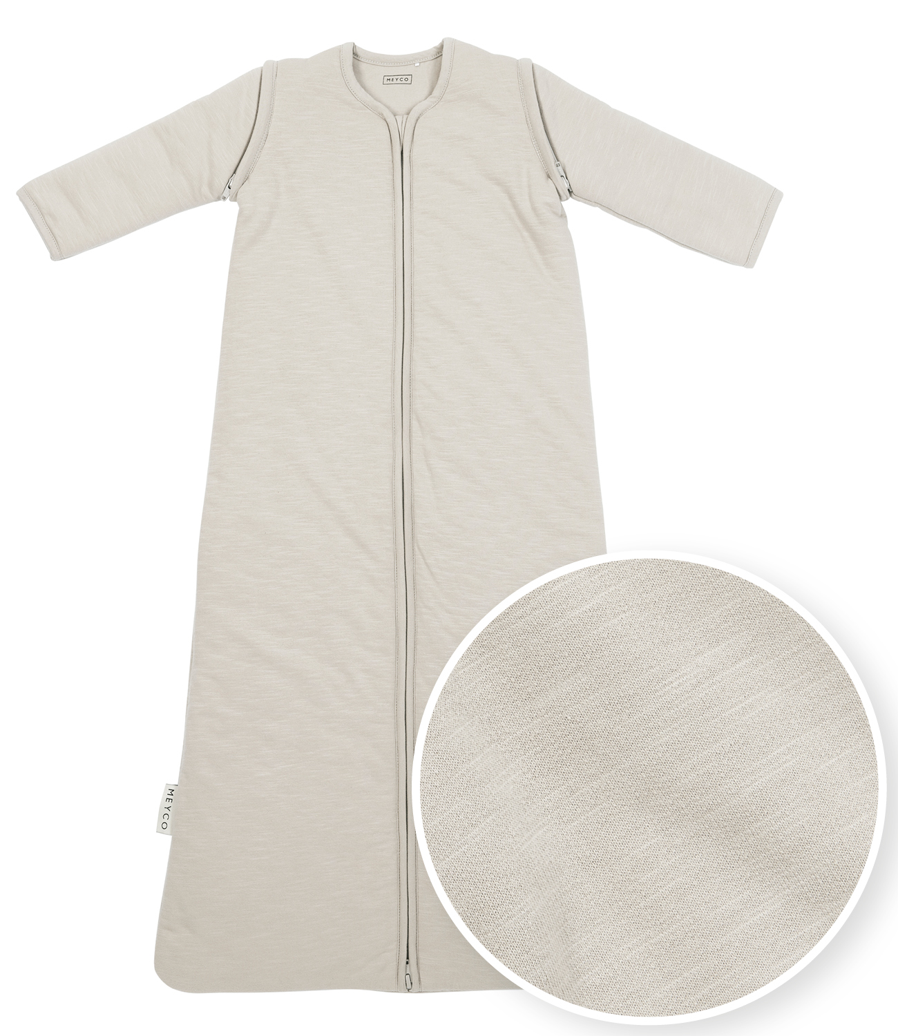 Baby slaapzak met afritsbare mouwen Slub - greige - 110cm - 2.5 TOG